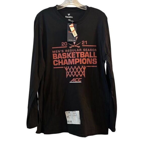 Virginia Cavaliers 2021 ACC Champs Men's Long Sleeve T-Shirt Black L - Picture 1 of 11